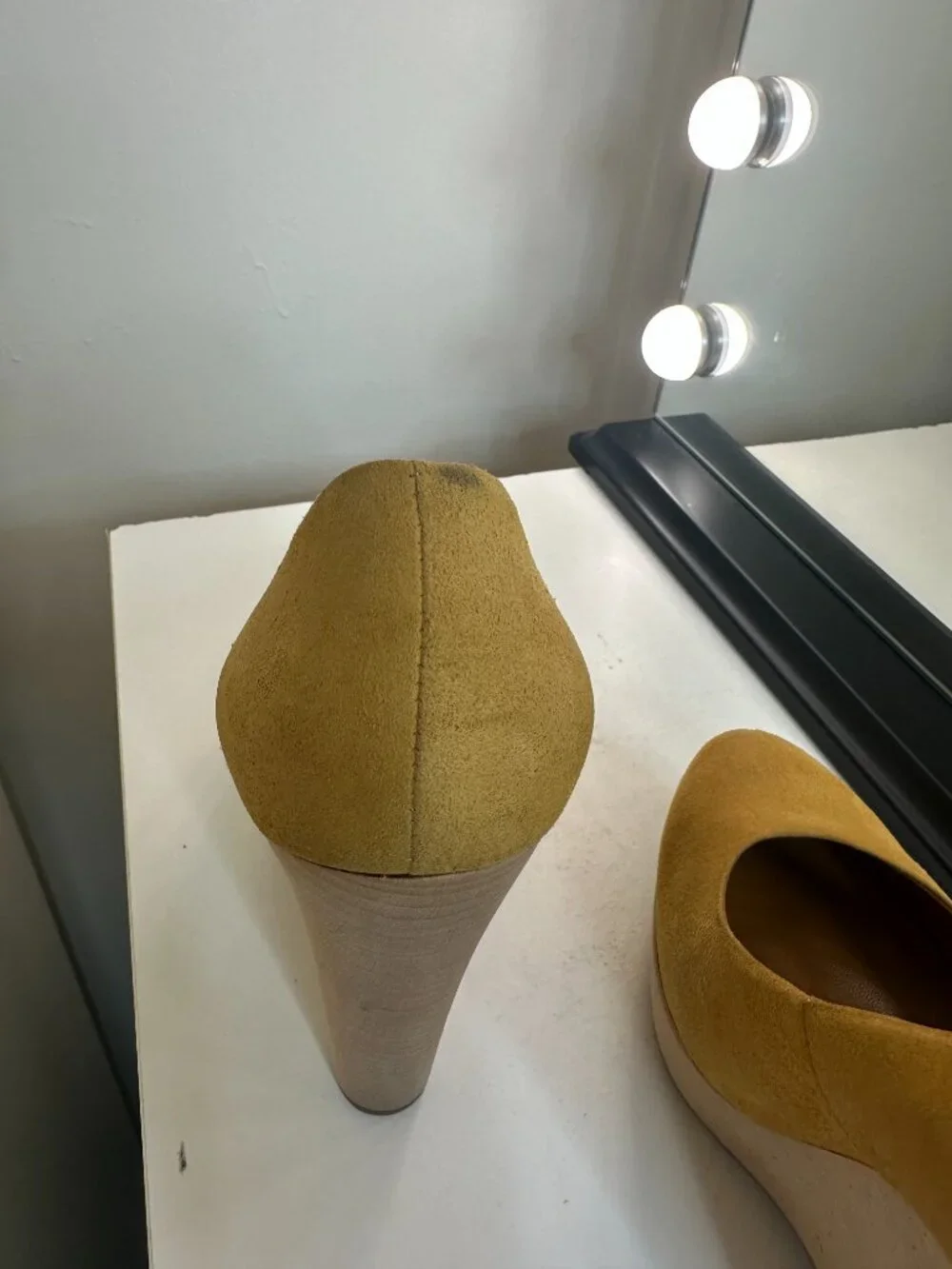 Yves Saint Laurent YSL Tribute Mustard Suede Platform Wedge Pumps, EU 36.5 / US